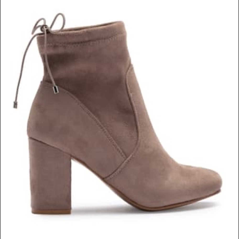 Chinese Laundry Kyla Drawstring Taupe Suede Bootie